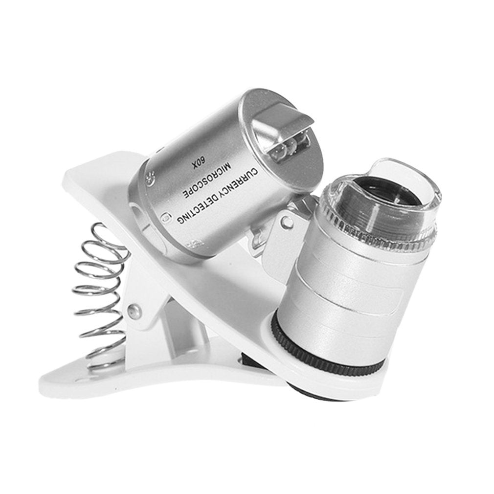 60X Phone Camera Microscope Clip-on Magnifying Glass With LED/UV Lights