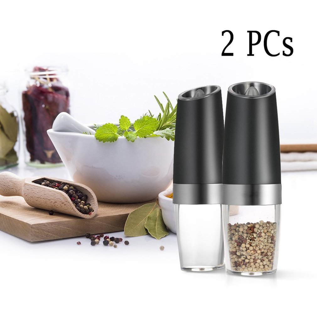Electric Gravity Pepper & Salt Grinder with LED Light Kitchen Grinding Tool