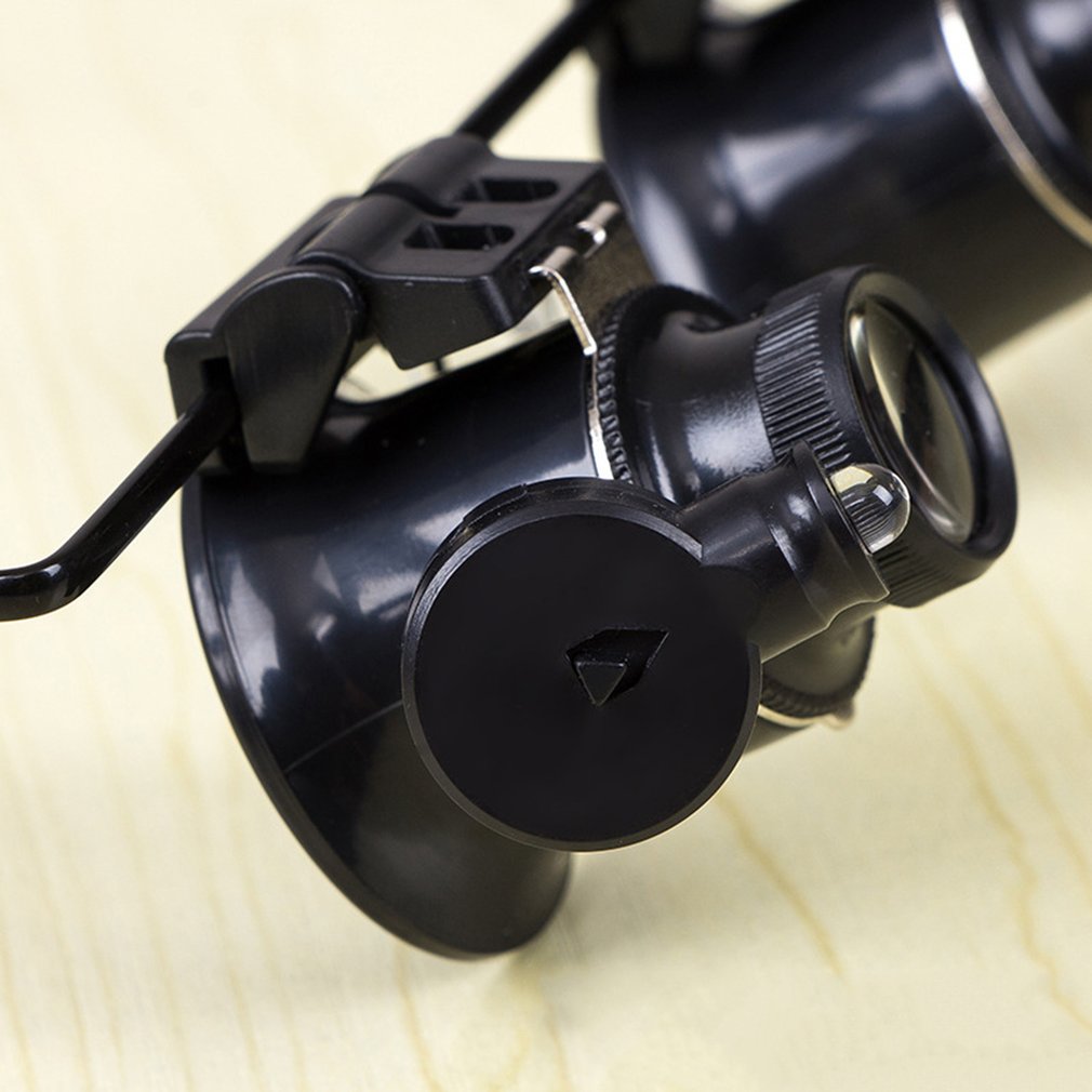 20X Glasses Type Binocular Magnifier Watch Repair Tool with Two LED Lights