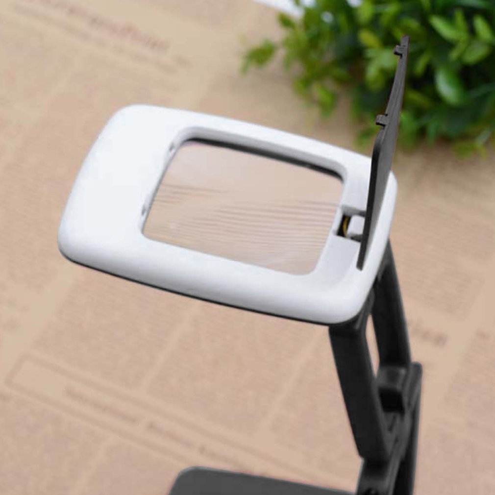 Foldable Desktop Magnifier Lamp Magnifying Glass 3X Magnification for Reading - Black / White