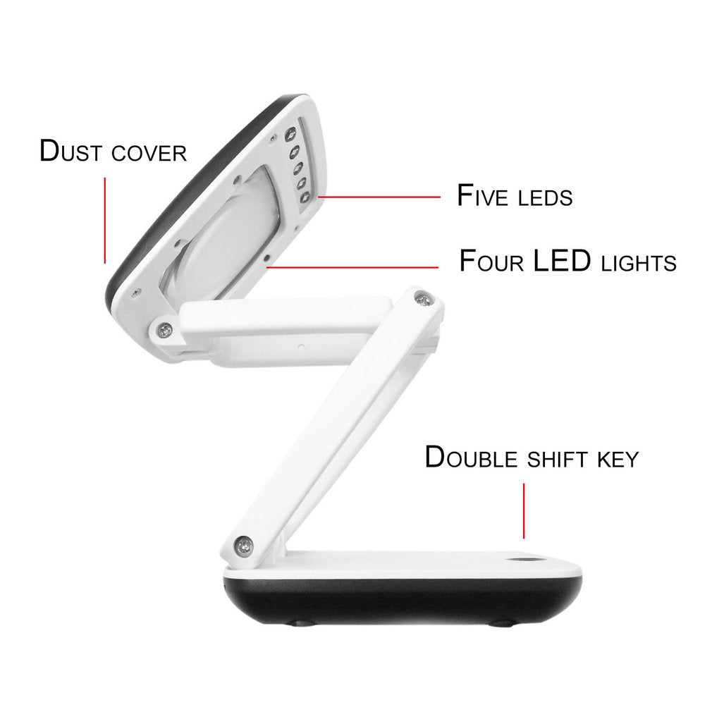 Foldable Desktop Magnifier Lamp Magnifying Glass 3X Magnification for Reading - Black / White