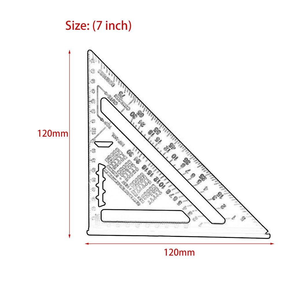 Portable 7 Inch Aluminum Alloy Triangle Ruler Combination Square Carpenter