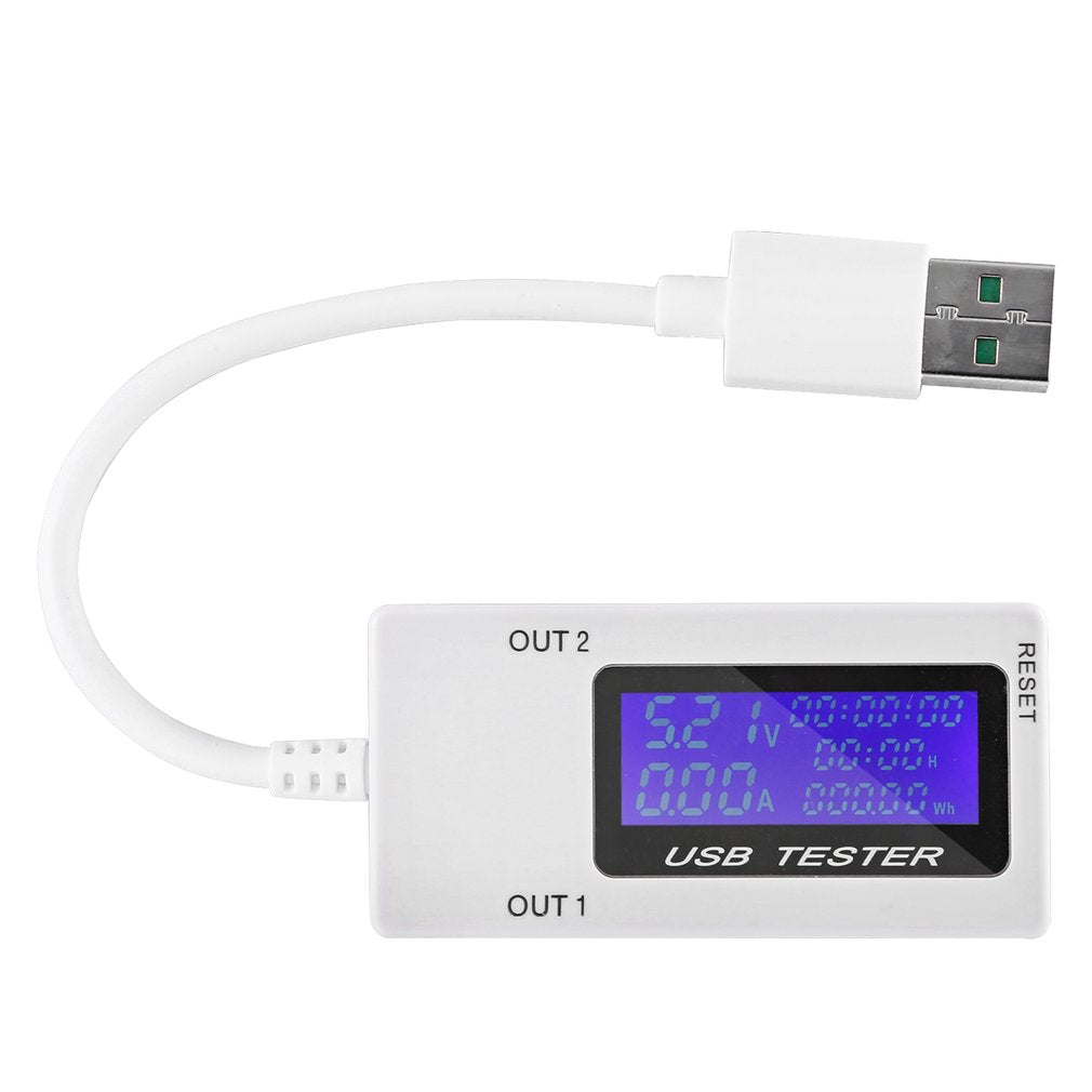 Mini Current Voltage Tester USB Ports Digital Display USB Multifunction Tester - White