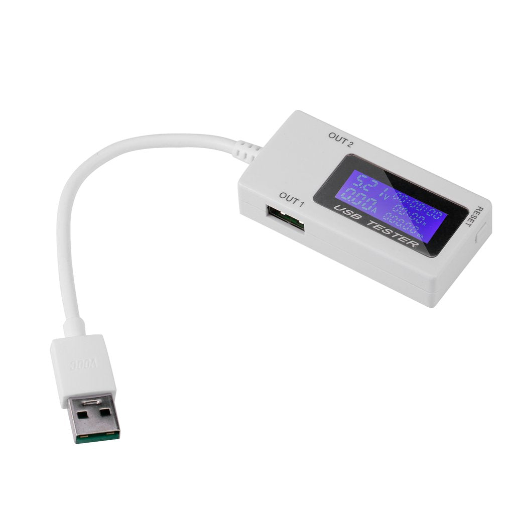 Mini Current Voltage Tester USB Ports Digital Display USB Multifunction Tester - White