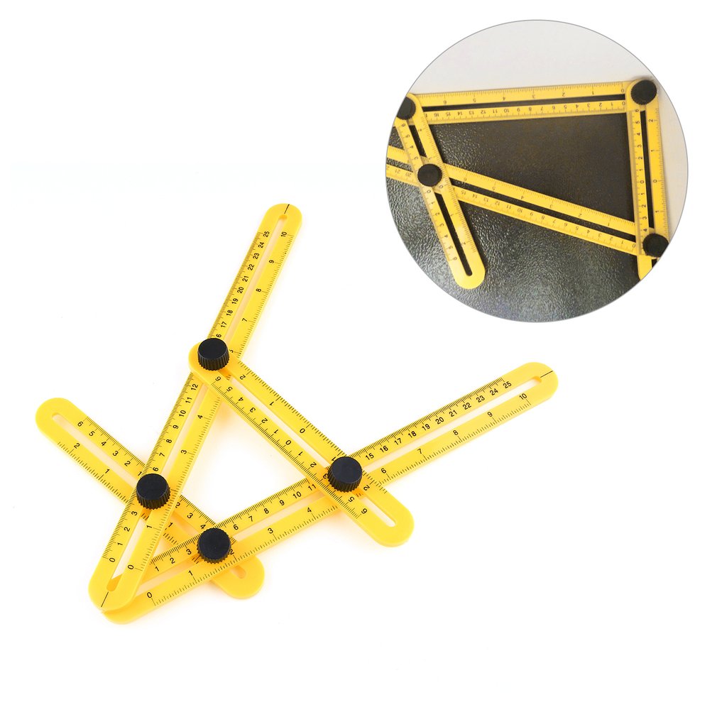 Four Folding Plastic Ruler Metric Scale Multifunctional Measuring Angle Ruler