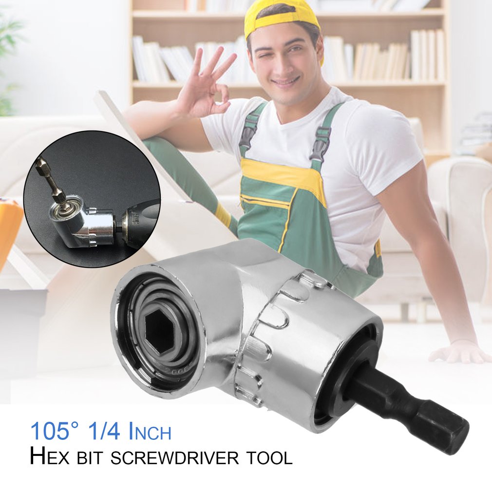 105° Angle 1/4" Extension Hex Drill Bit Screwdriver Socket Holder Adaptor