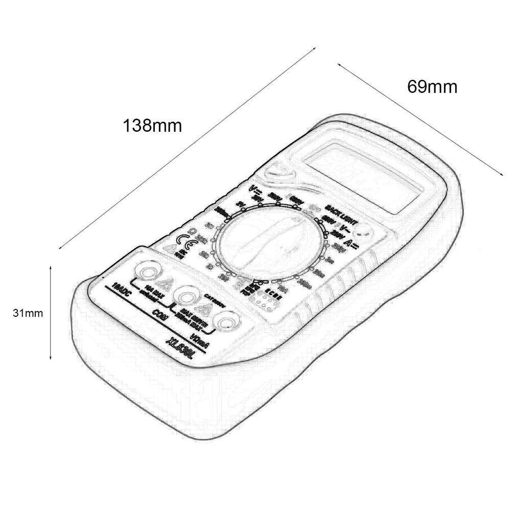 XL830L Display Digital Multimeter Volt Meter Ammeter Ohmmeter Tester