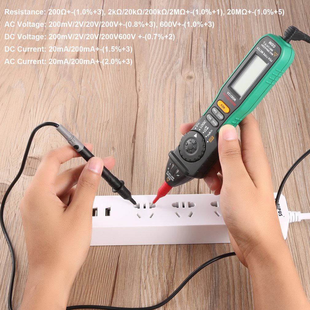MASTECH MS8212A Pen Shaped Digital Multimeter Voltage Current Diode Continuity Tester