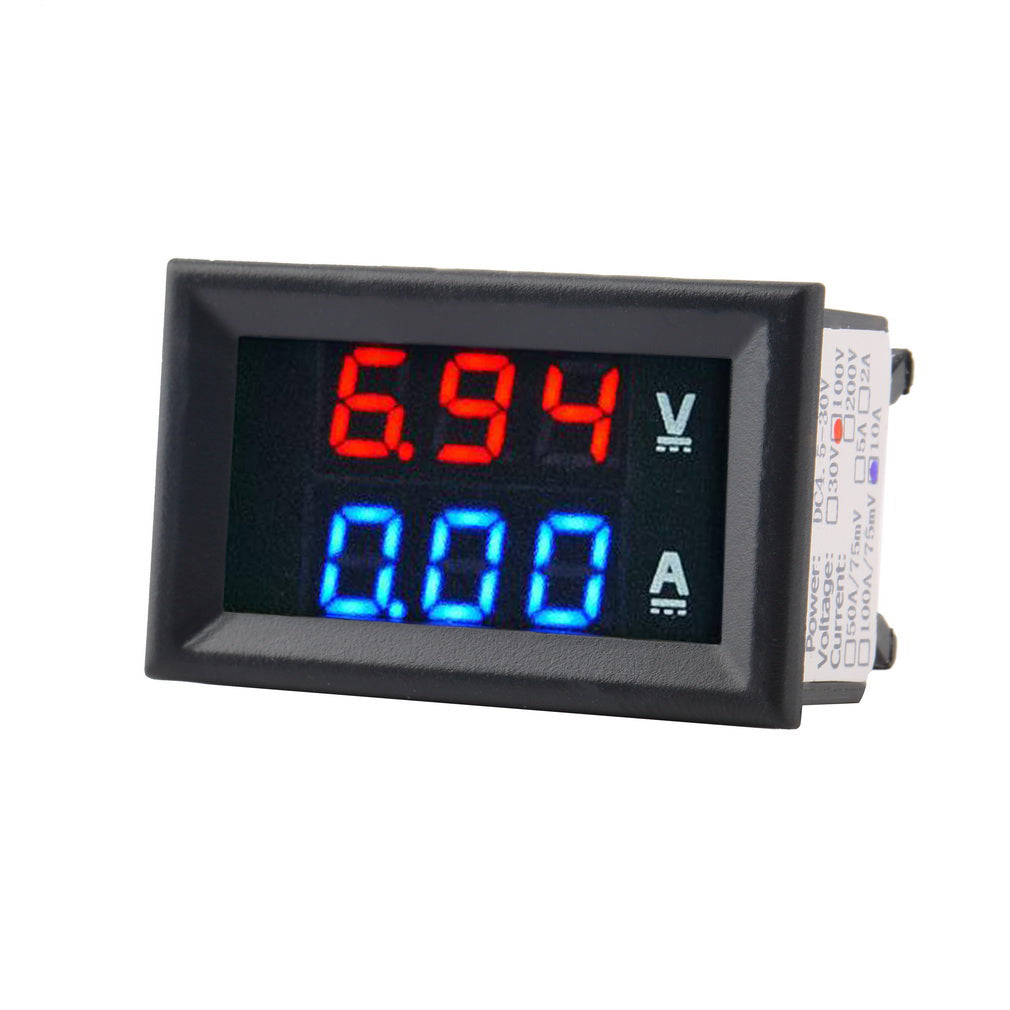 DC 100V 10A Voltmeter Ammeter Blue + Red LED Amp Dual Digital Volt Meter Gauge