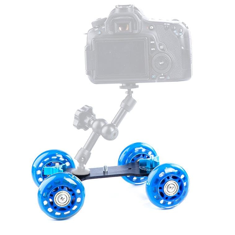 DEBO First Generation Camera Truck / Floor Table Video Slider Track Dolly Car for DSLR Camera / Camcorders (Blue)