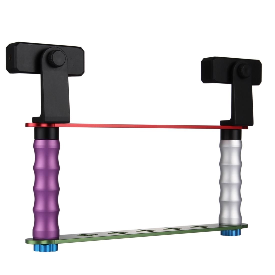 Smartphone Live Broadcast Bracket Dual Hand-held Selfie Mount Kits with 2x Phone Clips, For iPhone, Galaxy, Huawei, Xiaomi, HTC, Sony, Google and other Smartphones
