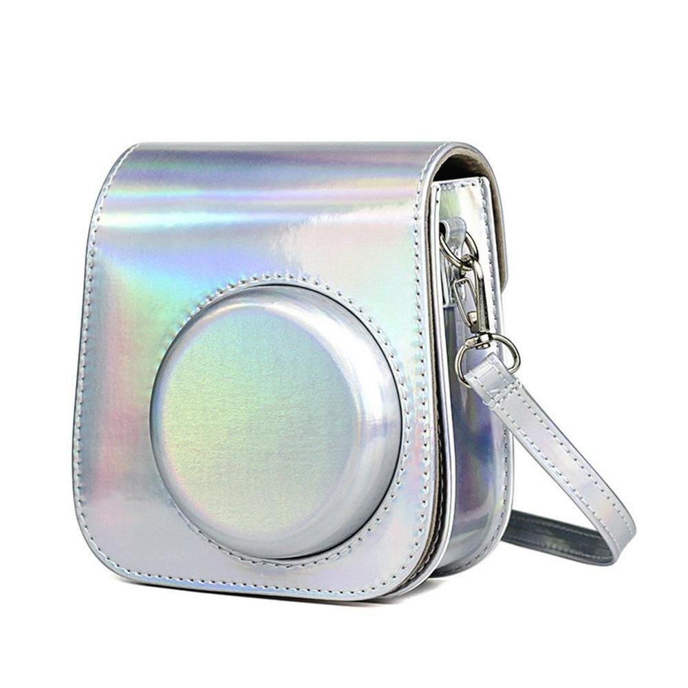 Richwell Portable Aurora PU Leather Camera Case Camera Bag with Shoulder Strap, Suitable for Fujifilm Instax Mini 11 (Silver)