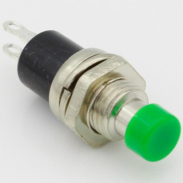 10 PCS 7mm Thread Multicolor 2 Pins Momentary Push Button Switch (Green)