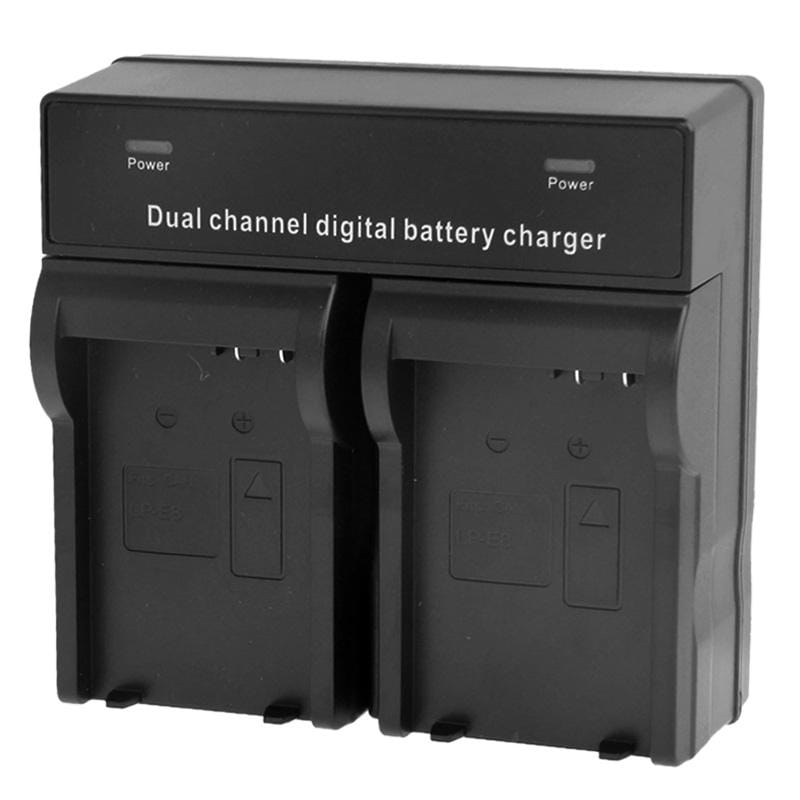 Dual Channel Digital Battery Charger for Canon LP-E8 (Black)