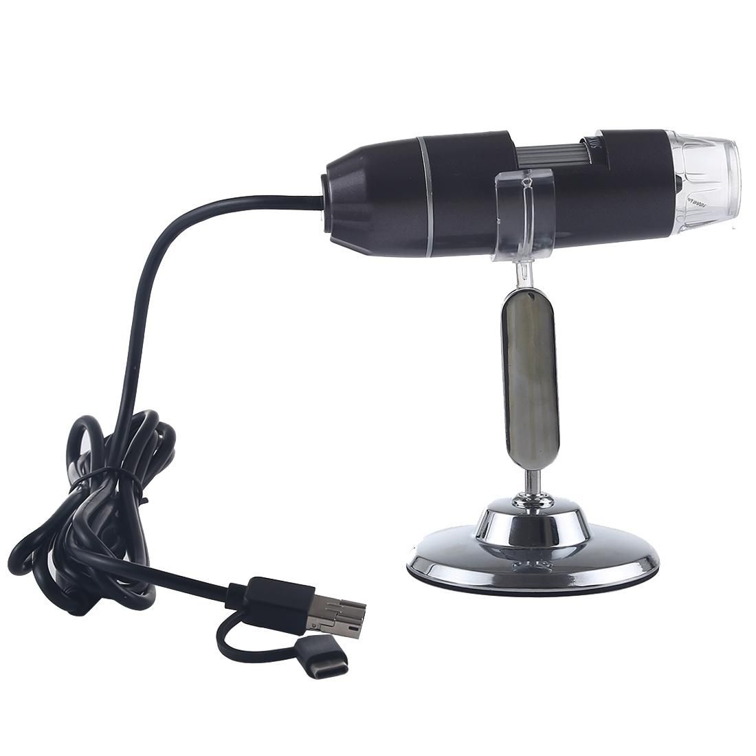 1000X Magnifier HD 0.3MP Image Sensor 3 in 1 USB Digital Microscope with 8 LED & Professional Stand (Grey)