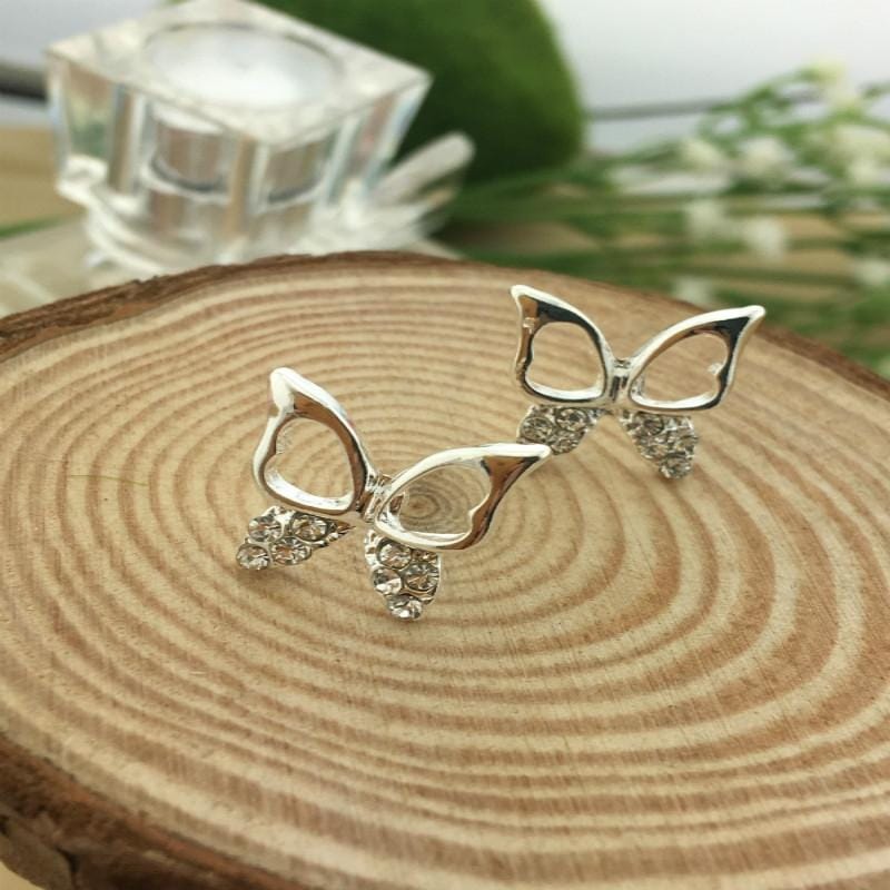 Simple Elegant Hollow Butterfly Stud Earrings For Women (Gold)