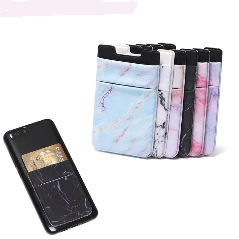Marble Pattern Road Stretch Phone Back Plastic Card Holder Sticky Phone Clip (Black)