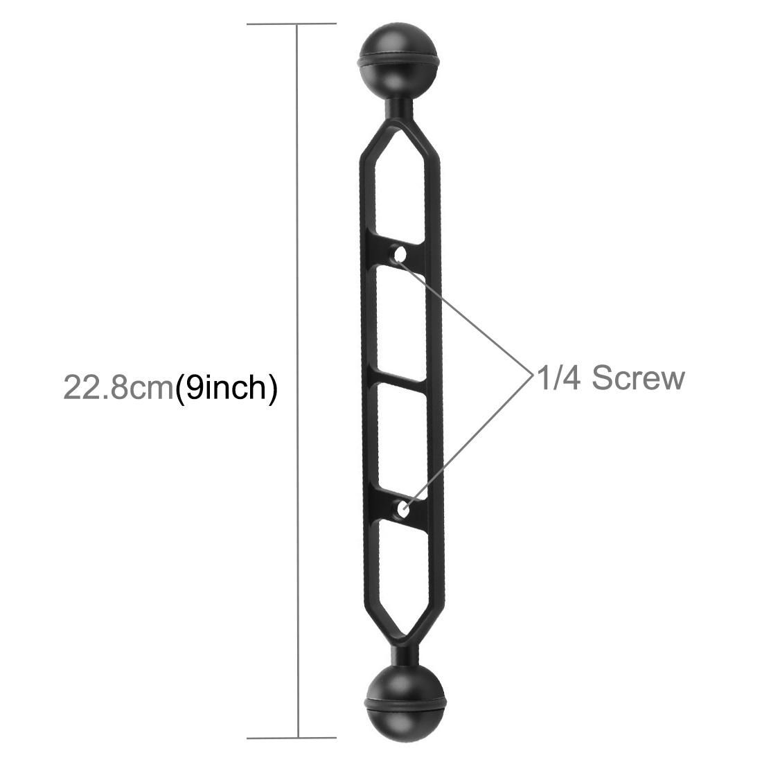 PULUZ 9.0 inch 22.9cm Aluminum Alloy Dual Balls Arm for Underwater Torch / Video Light (Black)