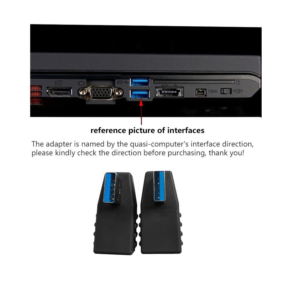USB 3.0 Adapter Vertical Male to Female Left Angle Type-A