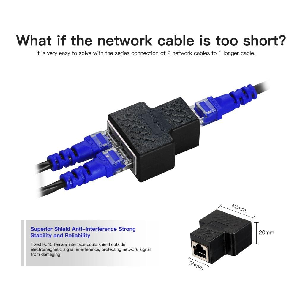 RJ45 Splitter Adapter Connector 1 to 2 Female Ports for CAT
