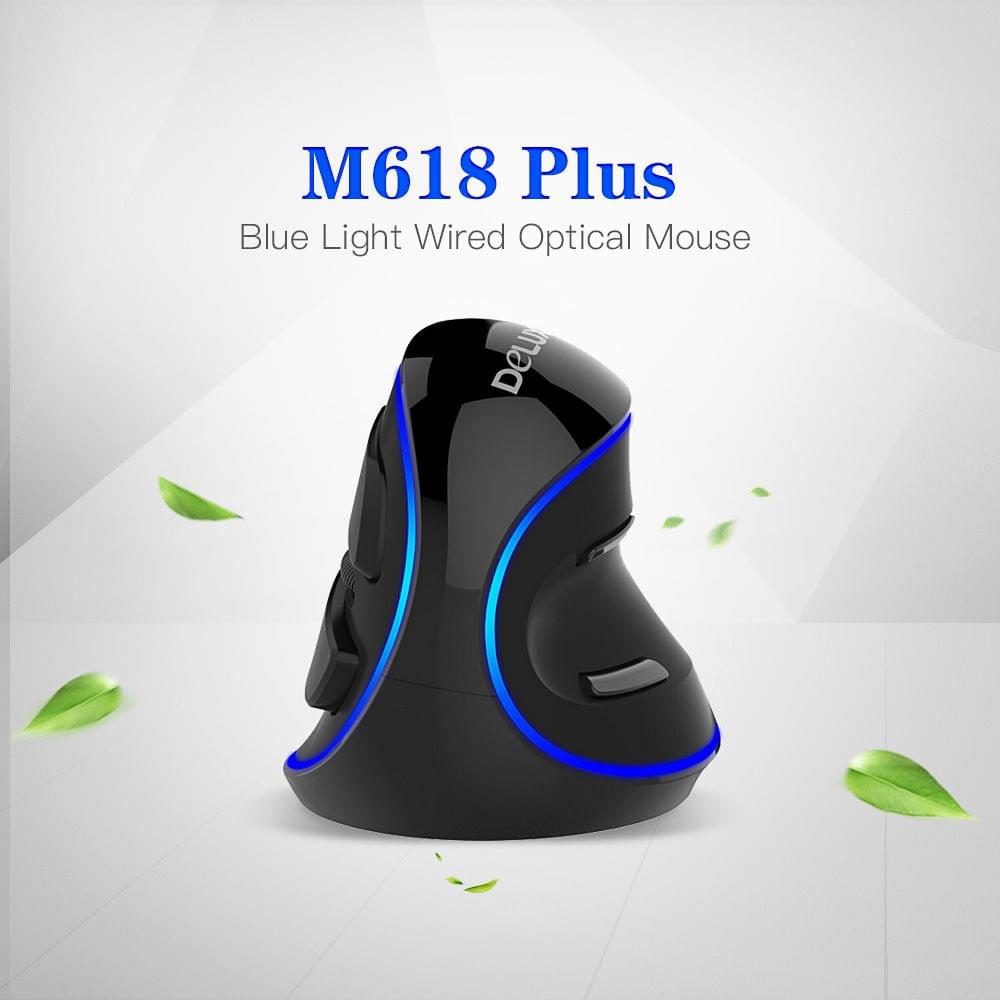 Delux M618 Plus Blue Light Wired Optical Mouse 600/1000/1600