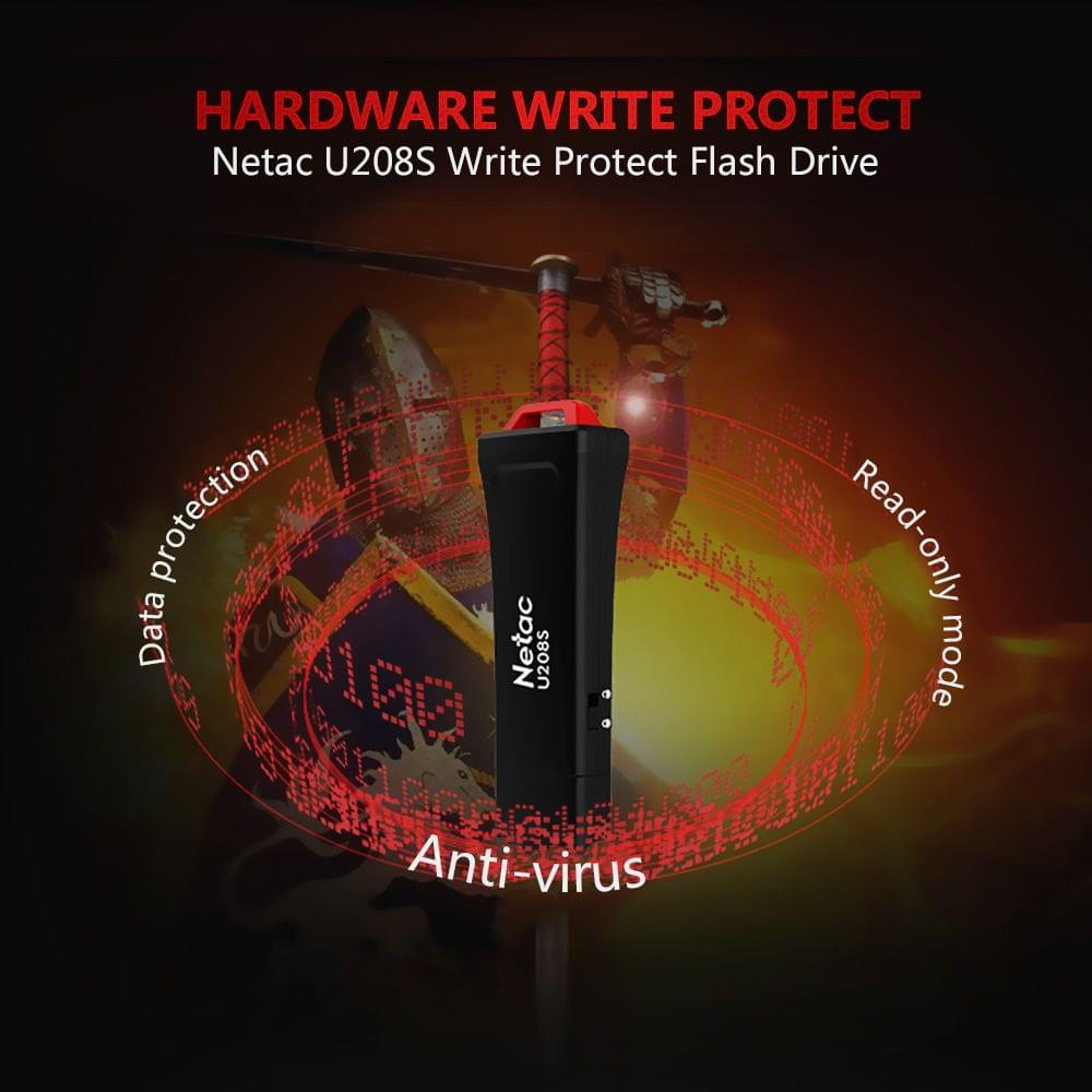 Netac Write Protect USB2.0 Flash Drive U208S 8G Memory Stick - 8GB