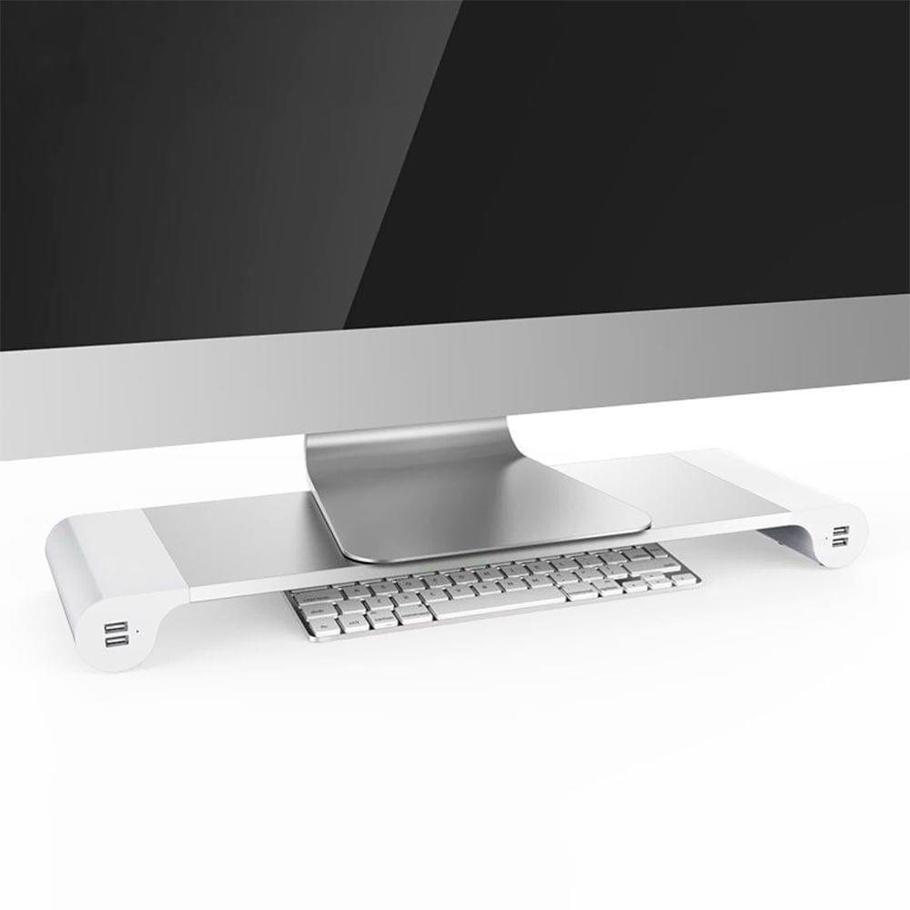 Aluminum Space Bar Laptop Computer Monitor Stand Holder Desk - EU Plug