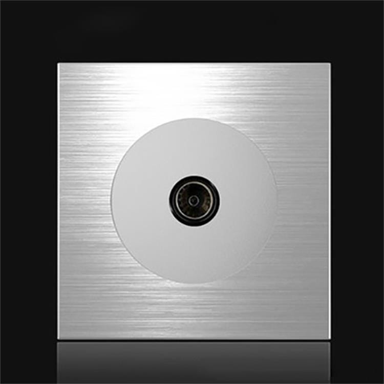 86mm Gray Aluminum Wire Drawing LED Switch Panel, Style:TV Socket