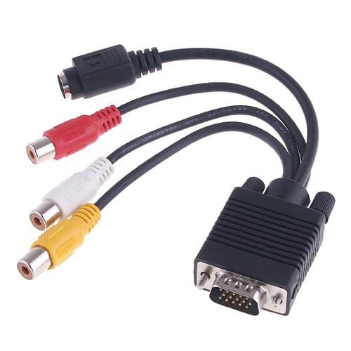VGA to S-VIDEO 3 RCA TV AV Converter Cable Adapter 3 RCA