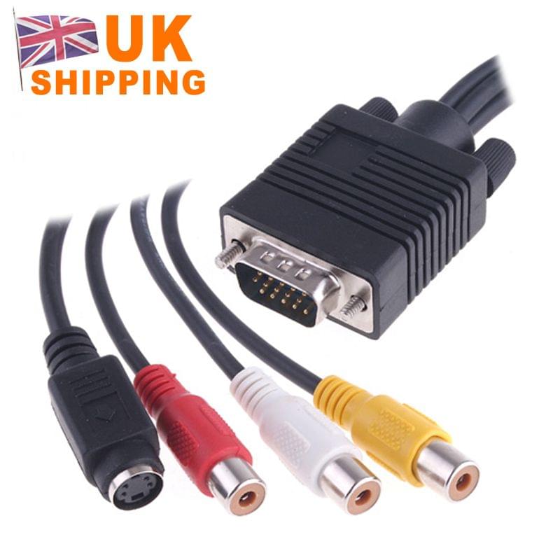 VGA to S-VIDEO 3 RCA TV AV Converter Cable Adapter 3 RCA