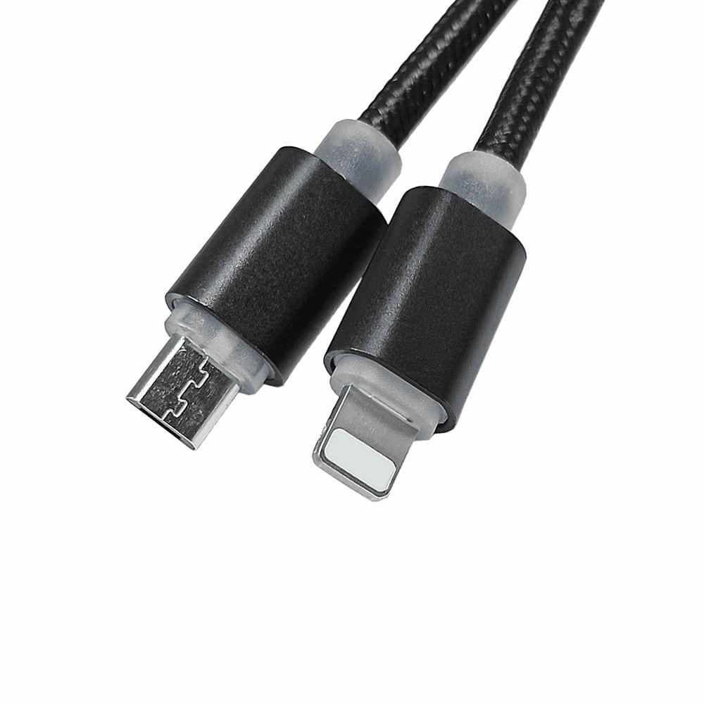 2-in-1 USB 2.0 Male to Type-C/(For) Lightening Nylon Braided