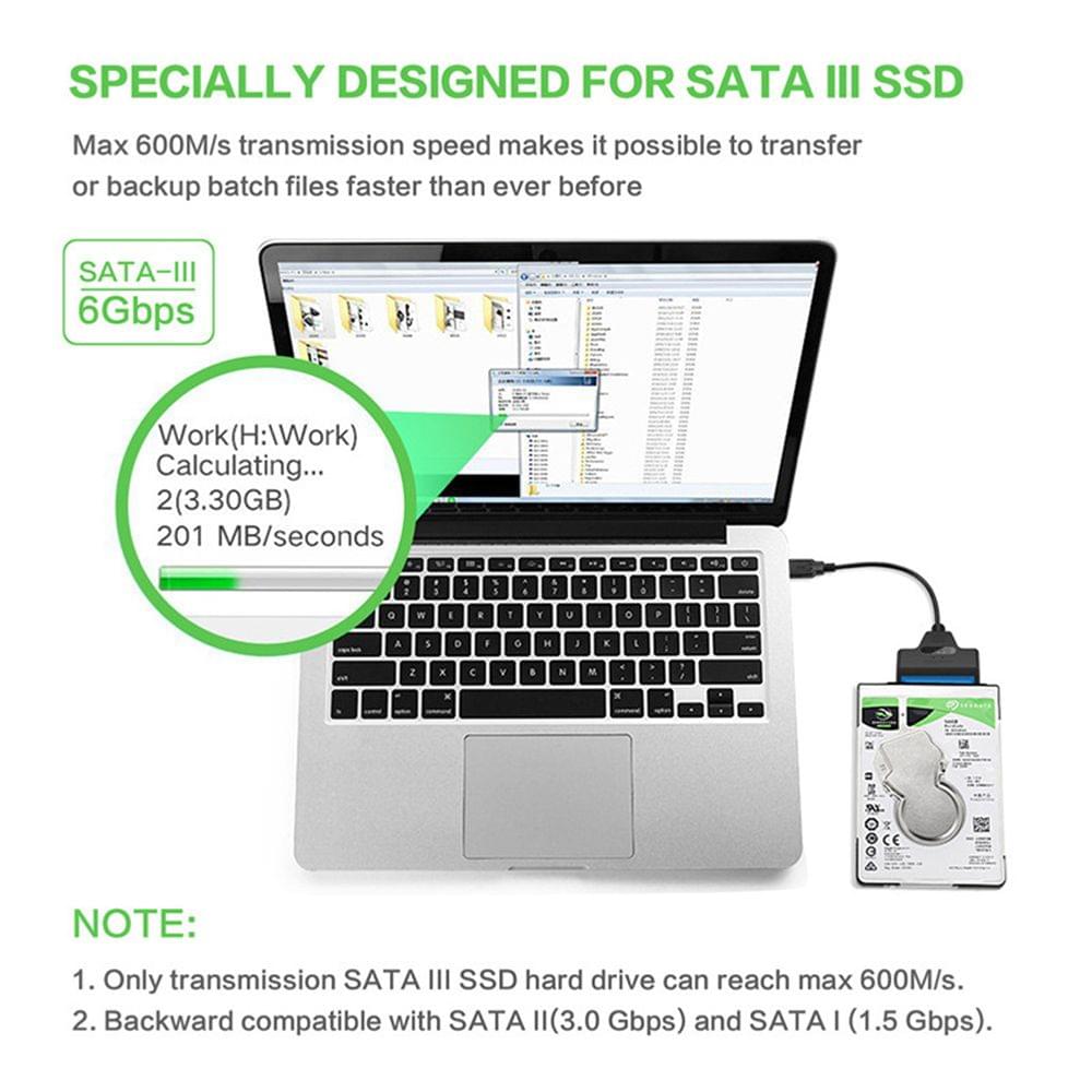 USB 2.0 to SATA Adapter Converter Cable 22Pin Drive Free