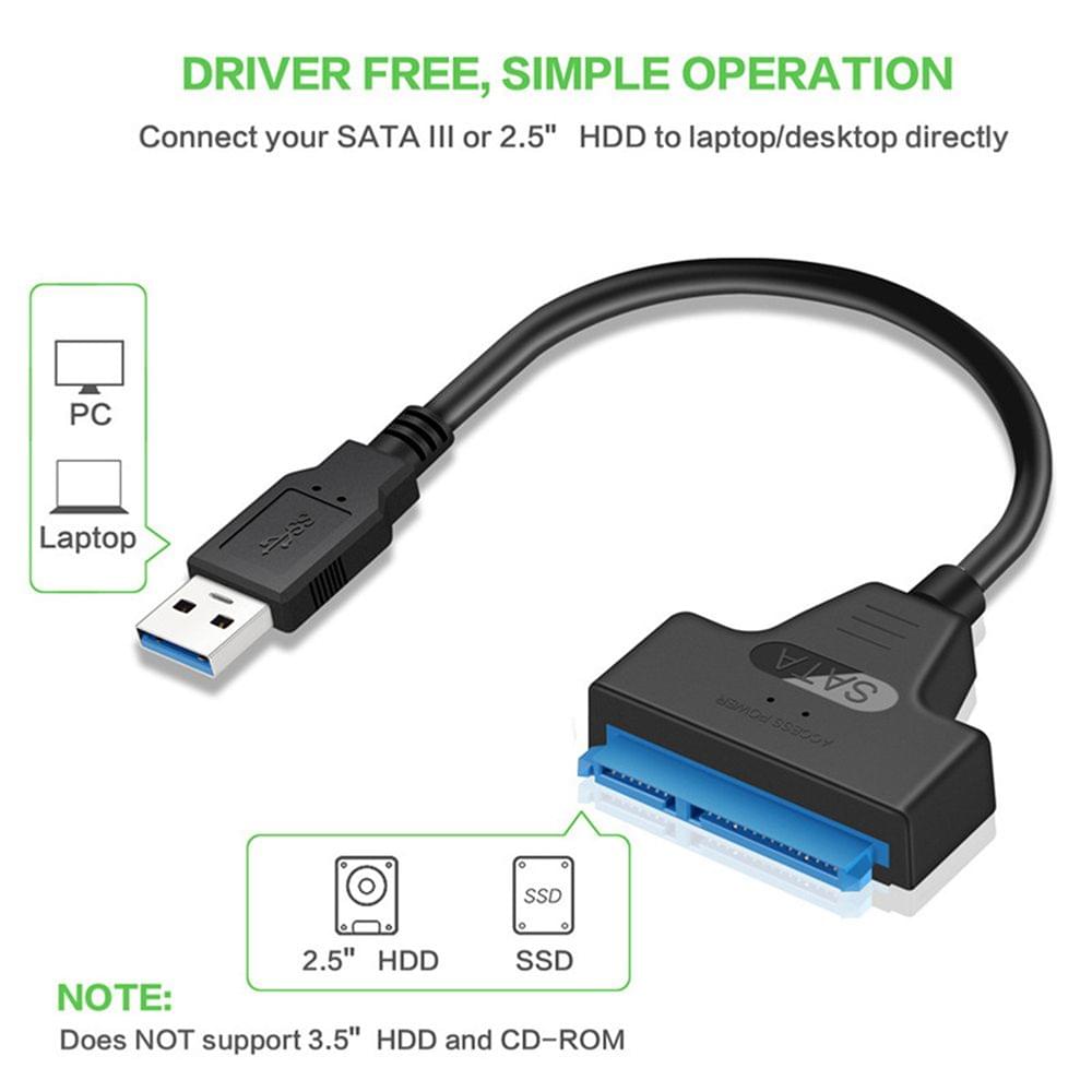 USB 2.0 to SATA Adapter Converter Cable 22Pin Drive Free