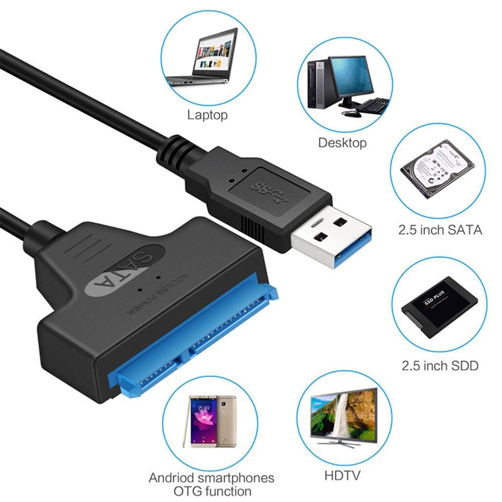 USB 2.0 to SATA Adapter Converter Cable 22Pin Drive Free