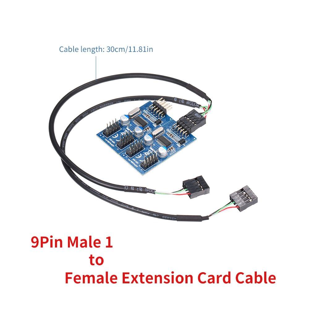 9Pin USB Header Male 1 to 4 Female Extension Cable Card USB