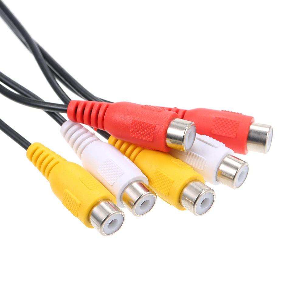 Audio/Video Cable 3 Male to 6 Female for DVD/TV/STB Gold