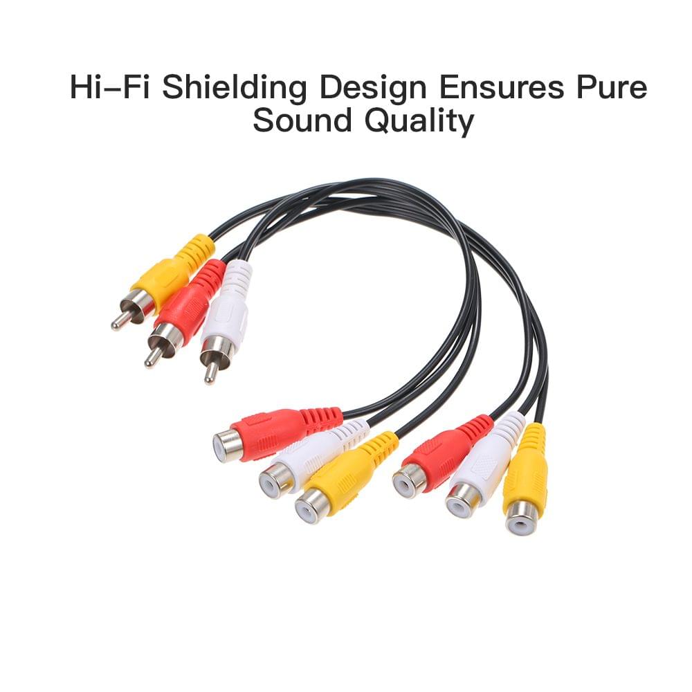 Audio/Video Cable 3 Male to 6 Female for DVD/TV/STB Gold