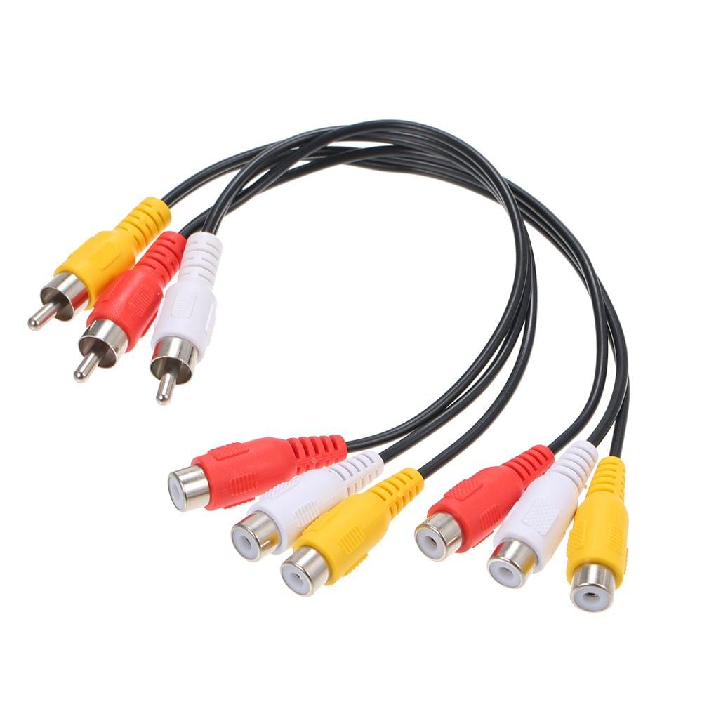 Audio/Video Cable 3 Male to 6 Female for DVD/TV/STB Gold