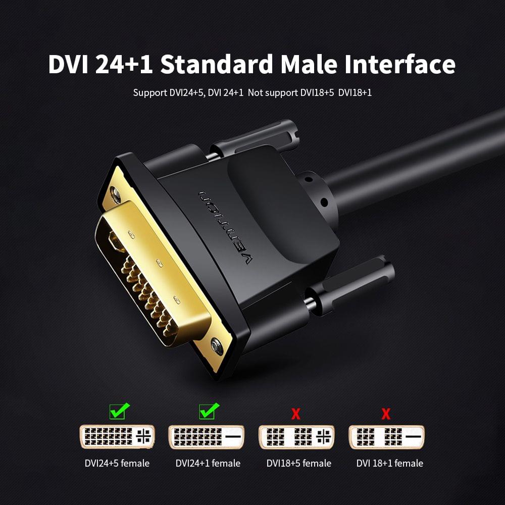 Vention DVI to VGA Adapter DVI-D/DVI24+1 to VGA Converter - 1m