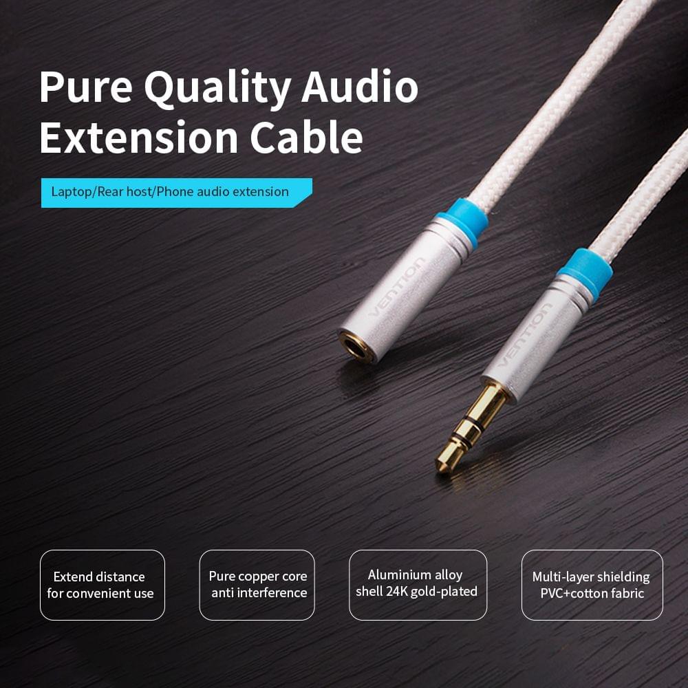 VENTION 3.5mm Audio Extension Cable Stereo Male to Female - 1m