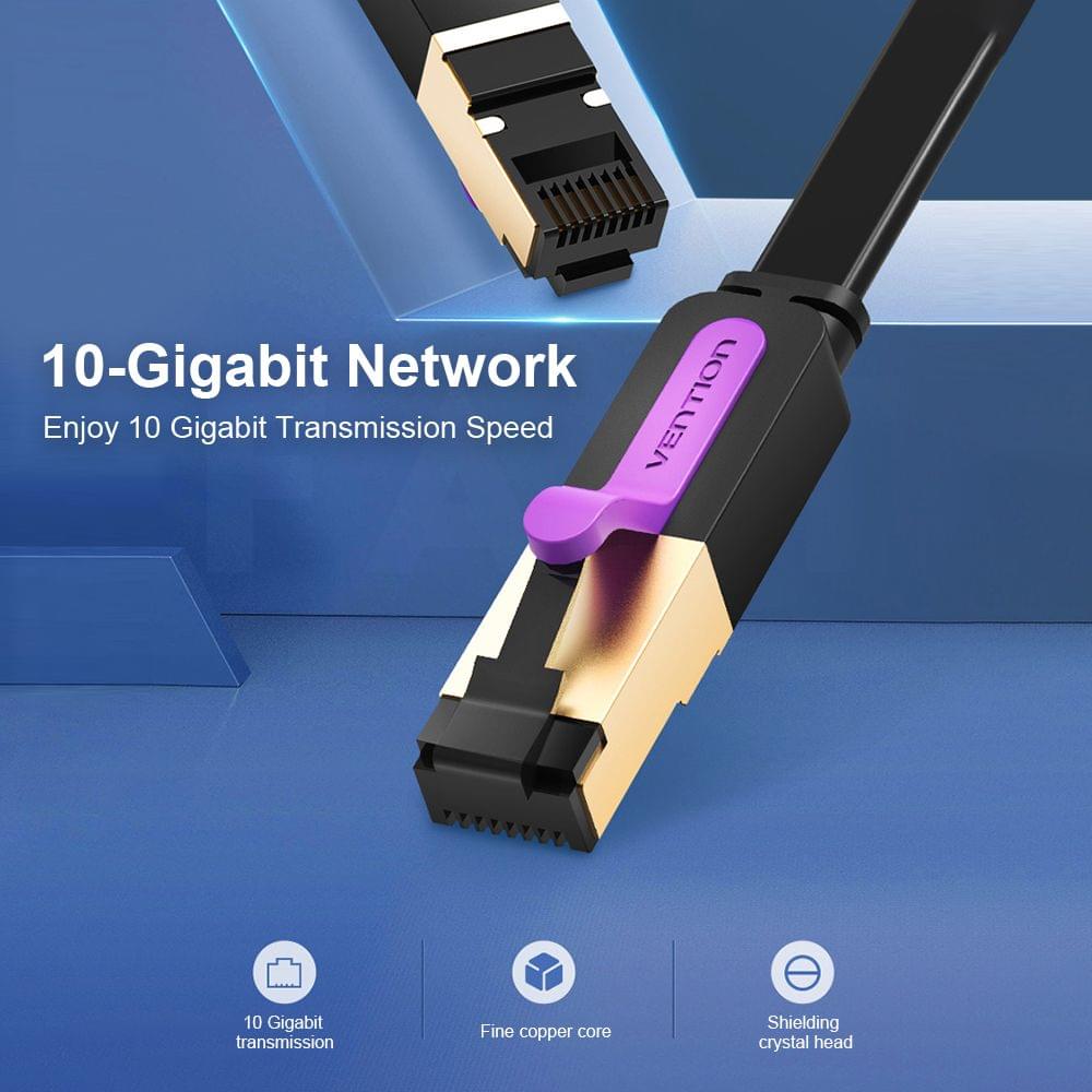 VENTION Cat 7 Ethernet Cable 10 Gigabit Fast Speed Flat - 0.5m