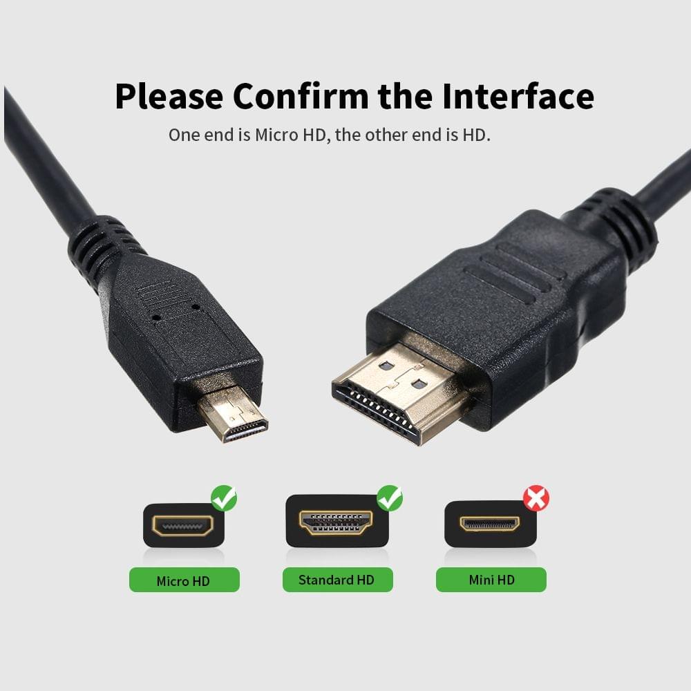 Micro HD to HD Adapter 1080P HD Converter Cable Gold-plated