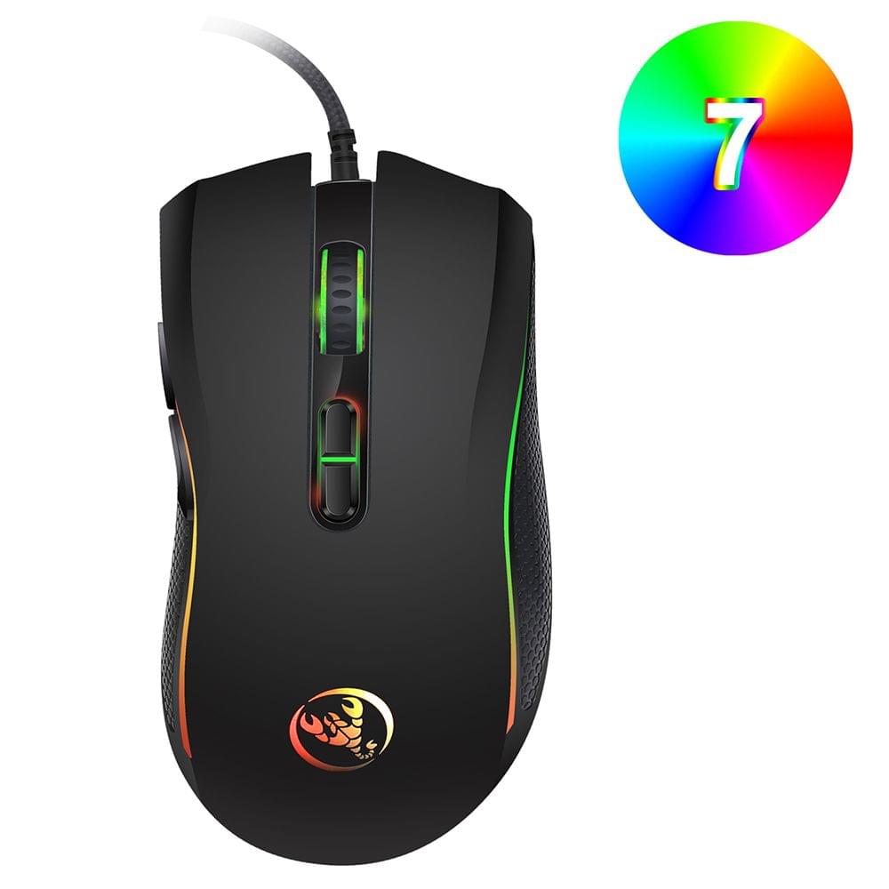 HXSJ A869 Wired Gaming Mouse 3200DPI 7 Buttons 7 Color LED