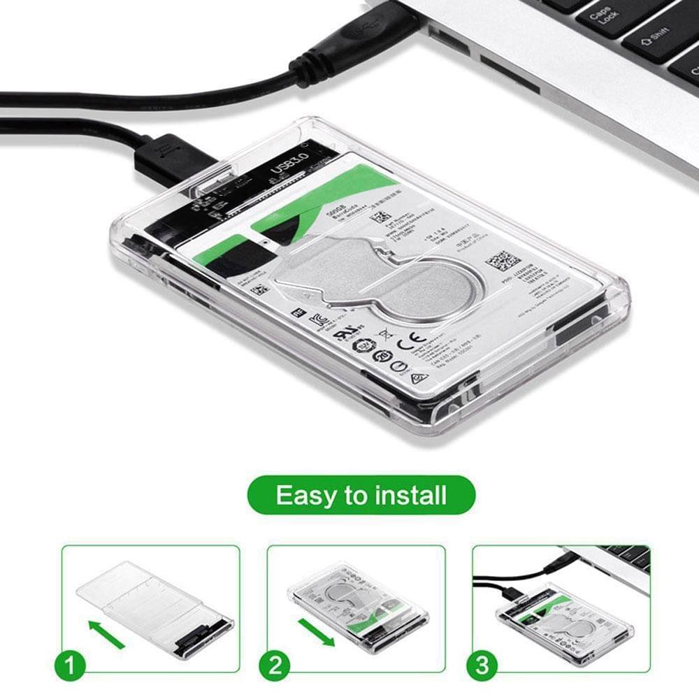 2.5" Transparent Hard Drive Enclosure USB 3.0 to SATA3 5gbps