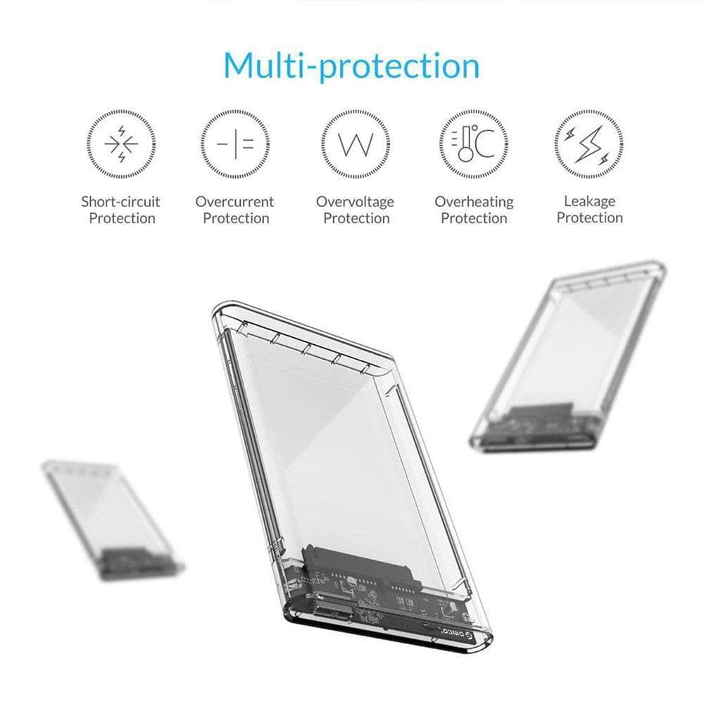 2.5" Transparent Hard Drive Enclosure USB 3.0 to SATA3 5gbps