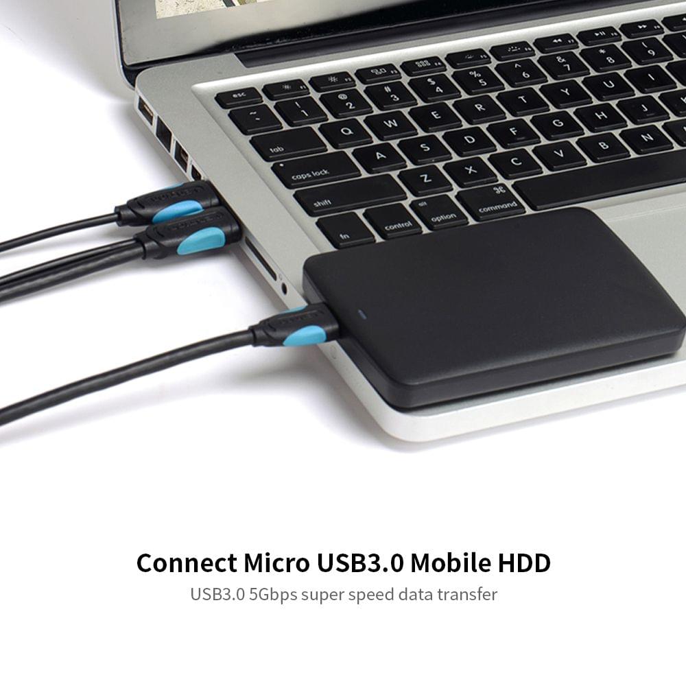 Vention USB Type A Male to Micro B Cable Super Speed USB3.0 - 0.25m