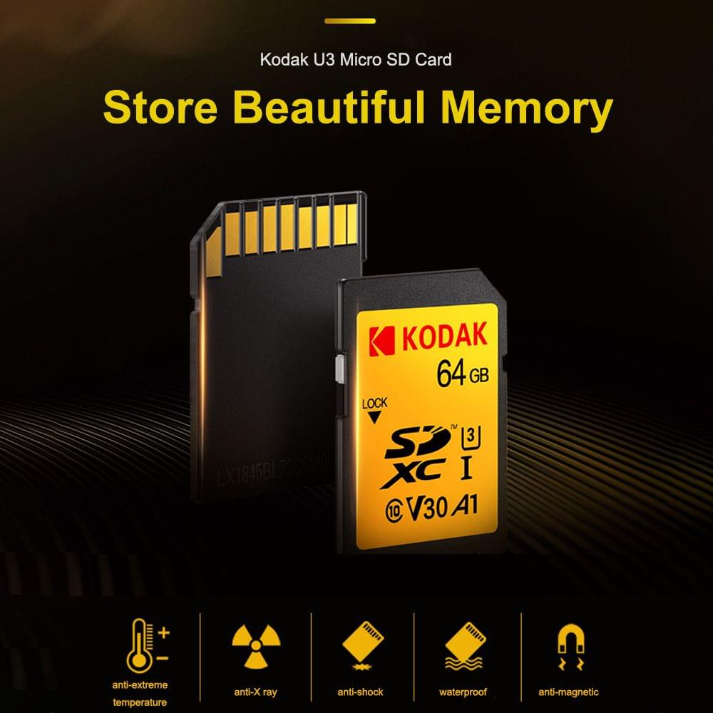 Kodak U3 SD Card 64GB Memory Card UHS-I High Speed V30 SDXC - 64GB