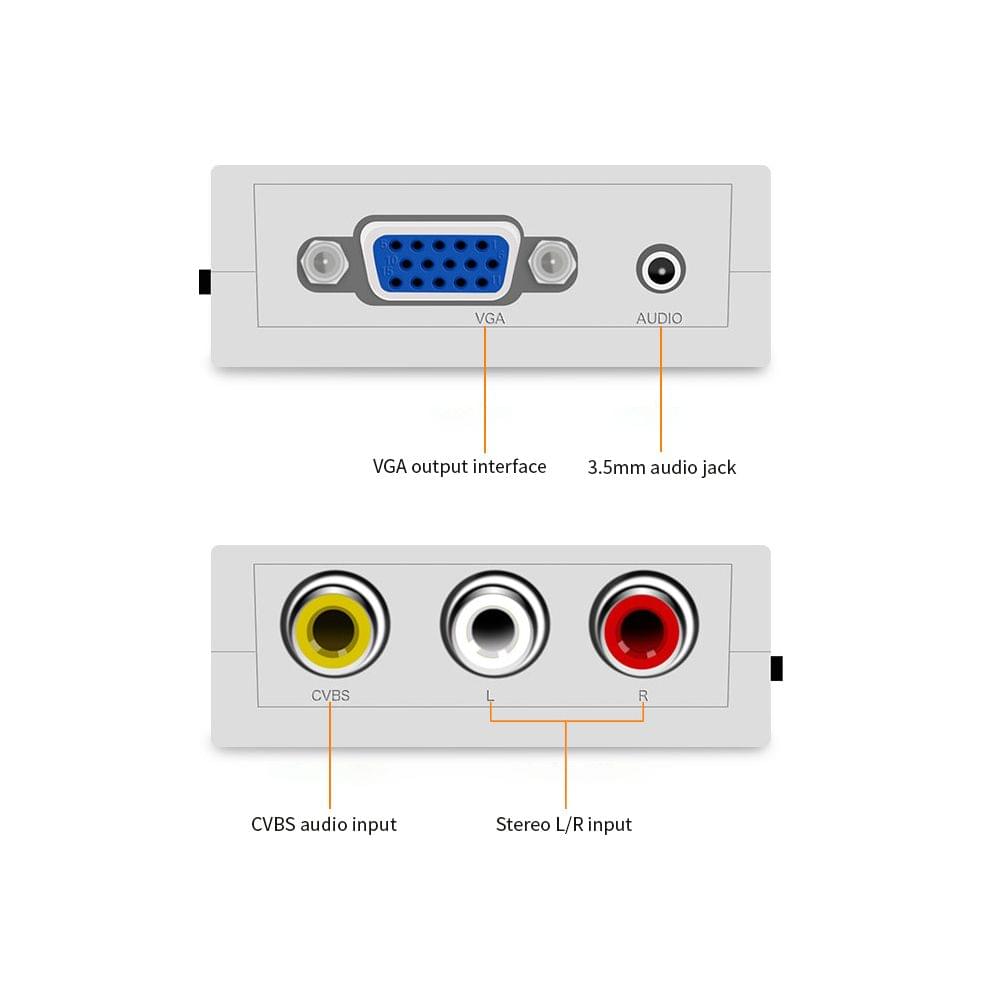 VGA to AV Adapter Mini VGA to AV Converter ABS Shell Video