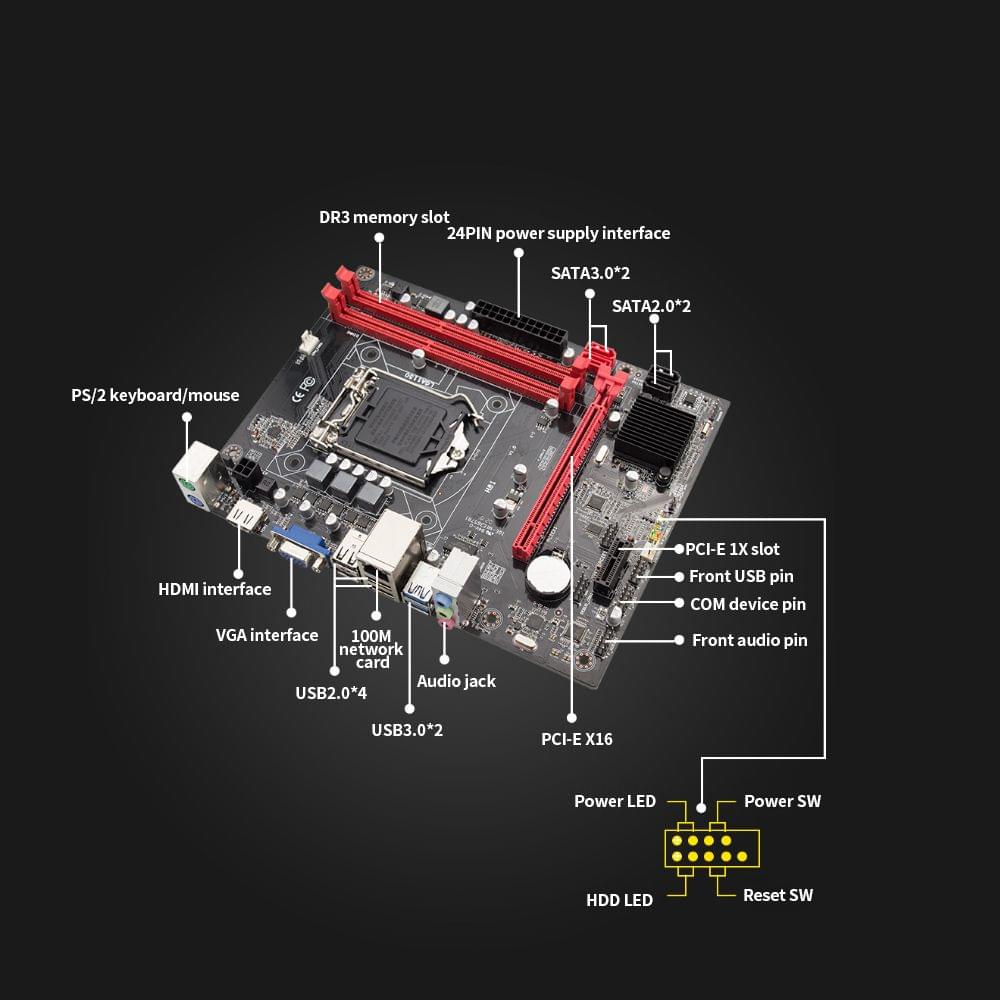 H81 Motherboard LGA1150 DDR3 M-ATX Mainboard Support i3 i5