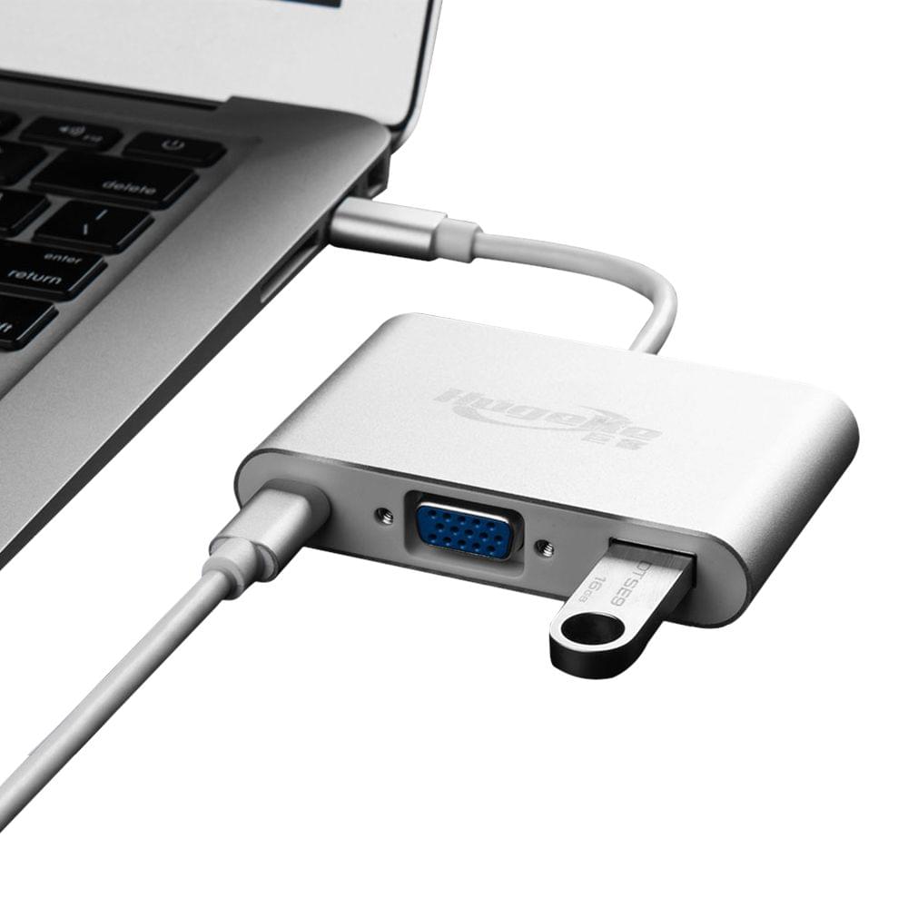 Hugeke 3 in 1 Type-C Expansion Hub USB C to